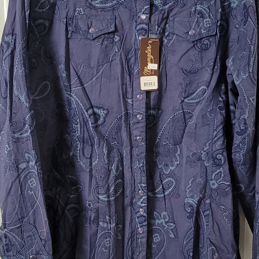 NWT XL Wrangler Pearl Snap Paisley Western Shirt